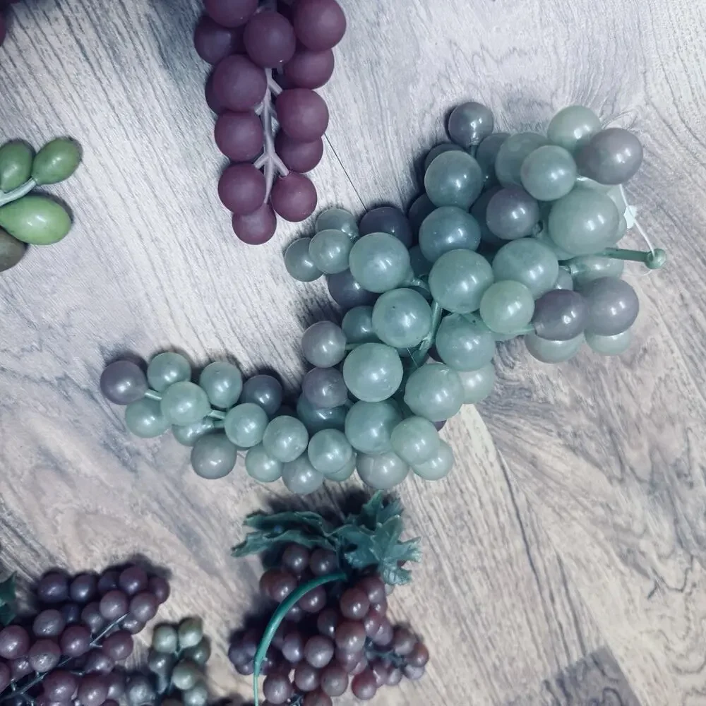 Grape Clusters Lot Artificial Fruit Red Purple Green Grapes Rubber Plastic Bunch